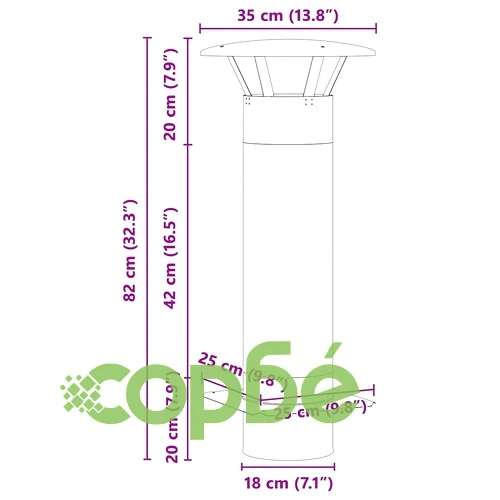 Разширение за комин от неръждаема стомана 35x35x82 см сребрист цвят ➤ топ цена ➤ sorbe.bg
