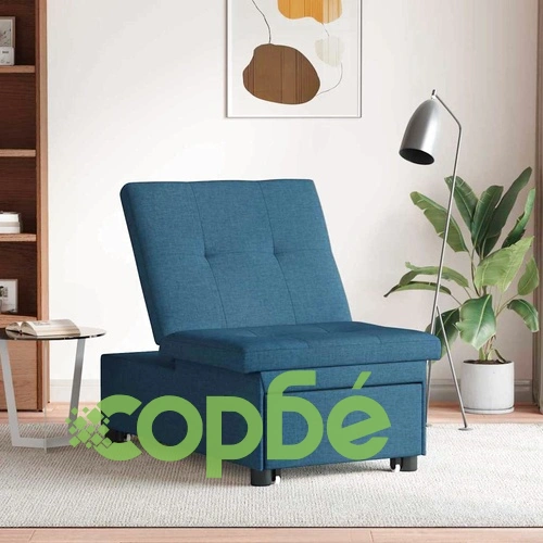 Диван легло 3 в 1 с издърпване синьо текстил 194 x 67 x 37 см ➤ топ цена ➤ sorbe.bg