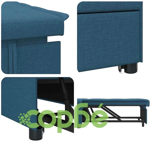 Диван легло 3 в 1 с издърпване синьо текстил 194 x 67 x 37 см ➤ топ цена ➤ sorbe.bg