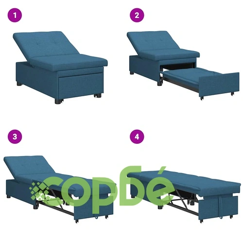 Диван легло 3 в 1 с издърпване синьо текстил 194 x 67 x 37 см ➤ топ цена ➤ sorbe.bg