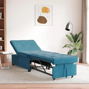 Разтегателен диван 3 в 1 синьо кадифе 67x194x38 см