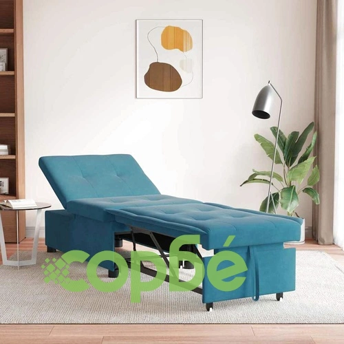 Разтегателен диван 3 в 1 синьо кадифе 67x194x38 см ➤ топ цена ➤ sorbe.bg