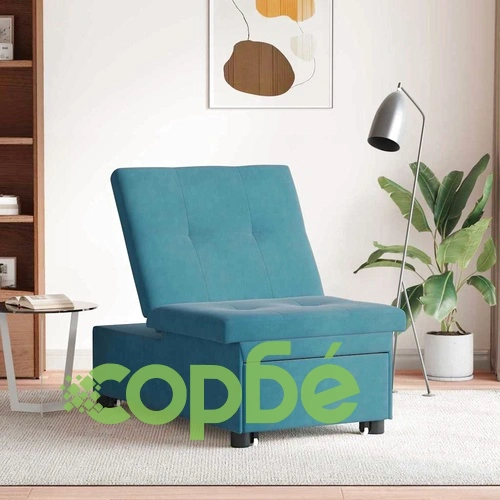 Разтегателен диван 3 в 1 синьо кадифе 67x194x38 см ➤ топ цена ➤ sorbe.bg