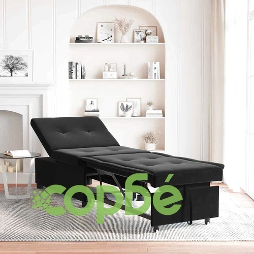 Разтегателен диван 3 в 1 черен кадифе 67x194x38 см ➤ топ цена ➤ sorbe.bg
