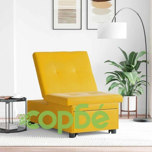 Разтегателен диван 3 в 1 жълт кадифе 67x194x38 см ➤ топ цена ➤ sorbe.bg