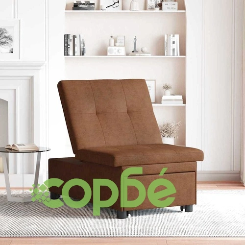 Разтегателен диван 3 в 1 кафяв 67x194x36 см изкуствен велур ➤ топ цена ➤ sorbe.bg