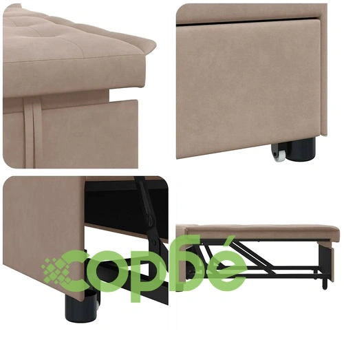 Диван легло 3 в 1 с изтеглящ механизъм Таупе микрофибър 67x194x82 см ➤ топ цена ➤ sorbe.bg