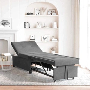 Разтегателен диван легло тъмносив микрофибър 194x50x82 см