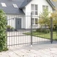 Градинска врата с копиевидни върхове и заключване - сива 175x300 см стомана