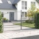 Градинска врата от стомана с копиевидни върхове сива 200x400 см с ключалка