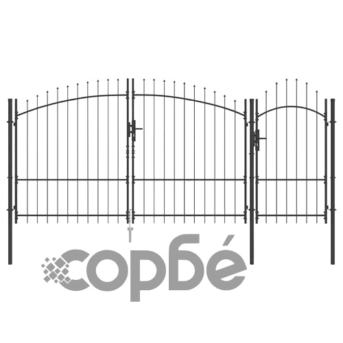 Градинска врата от стомана черна 195x400 см с прахово покритие ➤ топ цена ➤ sorbe.bg