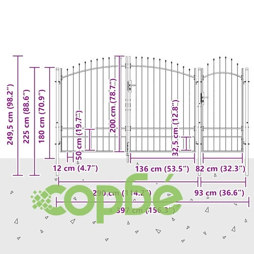 Градинска врата от стомана черна 195x400 см с прахово покритие ➤ топ цена ➤ sorbe.bg