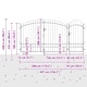 Градинска врата от стомана черна 195x400 см с прахово покритие