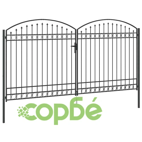 Оградна врата от стомана, сива, 400 x 200 см, за външен монтаж на топ цена от sorbe.bg Оградна врата от стомана, сива, 400 x 200 см, за външен монтаж ➤ топ цена ➤ sorbe.bg
