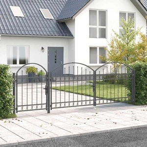Врата за ограда с арков връх ASSEN, 4 x 1,25 м, стомана, сива