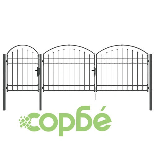 Врата за ограда с арков връх ASSEN, 4 x 1,25 м, стомана, сива ➤ топ цена ➤ sorbe.bg