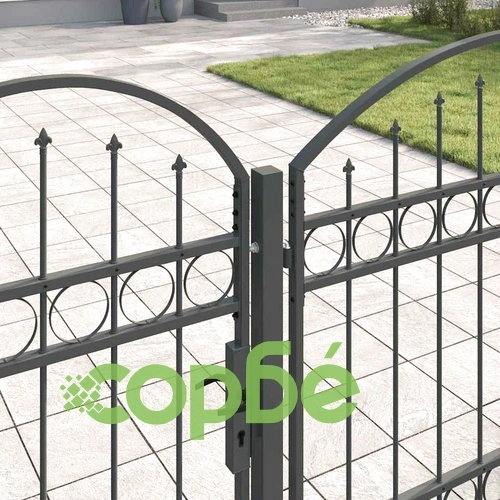 Врата за ограда с арков връх ASSEN, 4 x 1,25 м, стомана, сива ➤ топ цена ➤ sorbe.bg