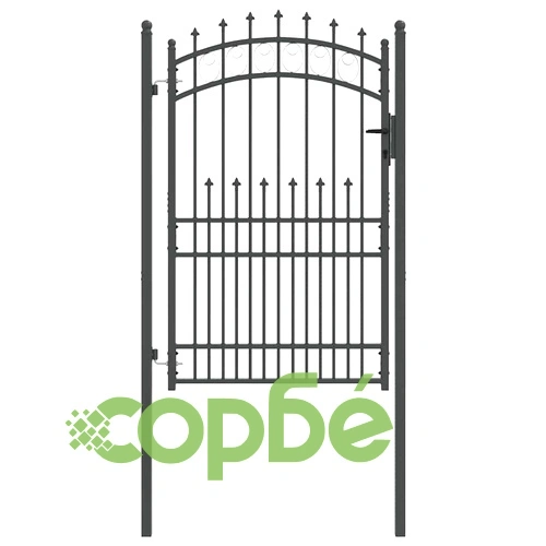 Оградна врата с шипове от прахово покрита стомана сива 103x210 см ➤ топ цена ➤ sorbe.bg