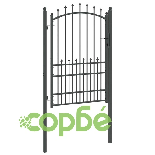 Оградна врата с шипове и заключване от стомана сива 104x195 см ➤ топ цена ➤ sorbe.bg
