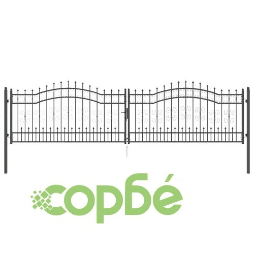 Врата за ограда с връх във формата на копие KAMPEN, стомана, 404 x 151 см ➤ топ цена ➤ sorbe.bg