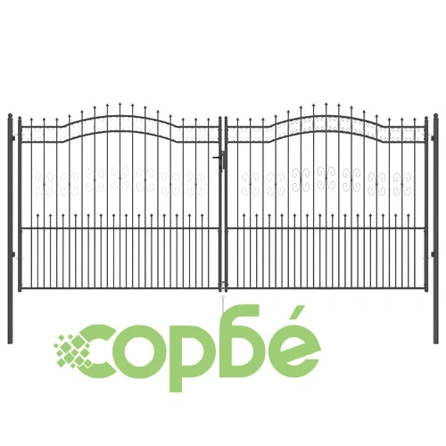 Врата за ограда с връх във формата на копие KAMPEN, стомана, 404 x 175 см ➤ топ цена ➤ sorbe.bg