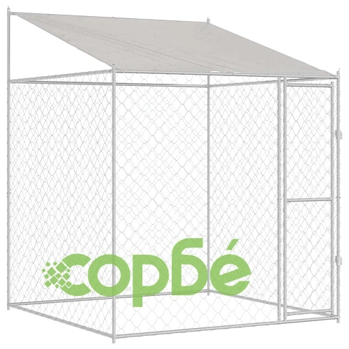 Кучешка клетка с покрив от поцинкована стомана 200 x 200 x 258 см ➤ топ цена ➤ sorbe.bg