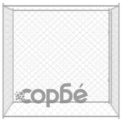 Клетка за куче с врата от поцинкована стомана, Сребриста, 200 x 200 x 200 cm ➤ топ цена ➤ sorbe.bg