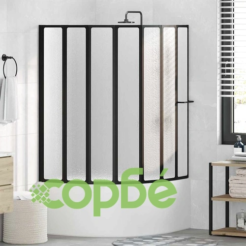 Сгъваем душ параван за баня 168 x 140 см, черен мат, алуминиева конструкция ➤ топ цена ➤ sorbe.bg