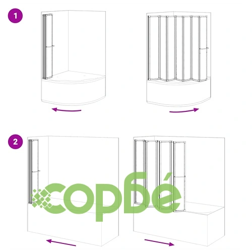 Сгъваем душ параван за баня 168 x 140 см, черен мат, алуминиева конструкция ➤ топ цена ➤ sorbe.bg
