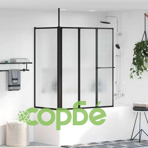 Душ параван сгъваем L-образен с 4 панела, черен, 120 x 70 x 137 см, алуминий ➤ топ цена ➤ sorbe.bg