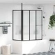 Душ параван сгъваем L-образен с 4 панела, черен, 120 x 70 x 137 см, алуминий
