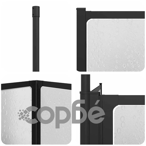 Душ параван сгъваем L-образен с 4 панела, черен, 120 x 70 x 137 см, алуминий ➤ топ цена ➤ sorbe.bg