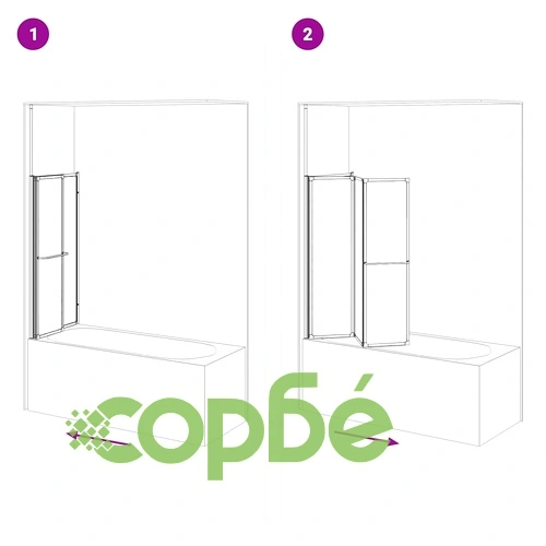 Душ параван сгъваем L-образен с 4 панела, черен, 120 x 70 x 137 см, алуминий ➤ топ цена ➤ sorbe.bg