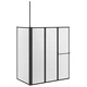 Душ параван сгъваем L-образен с 4 панела, черен, 120 x 70 x 137 см, алуминий