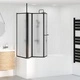 Душ параван сгъваем L-образен с 4 панела, черен, 120 x 70 x 137 см, алуминий