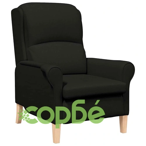 Фотьойл черен 76x94x102 см от текстил с дървени крака ➤ топ цена ➤ sorbe.bg