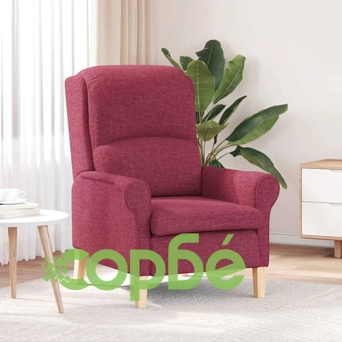 Фотьойл от текстил в цвят виненочервен 76x94x102 см с дървени крака ➤ топ цена ➤ sorbe.bg