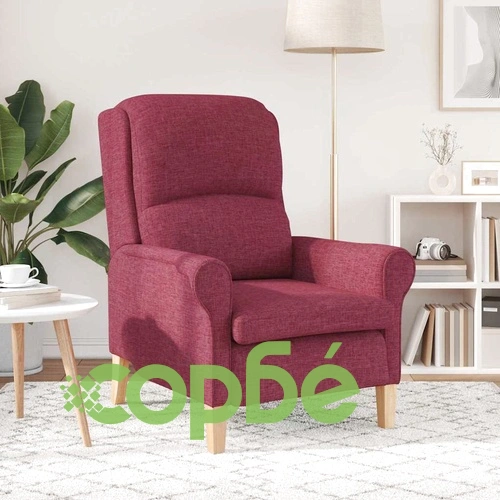 Фотьойл от текстил в цвят виненочервен 76x94x102 см с дървени крака ➤ топ цена ➤ sorbe.bg