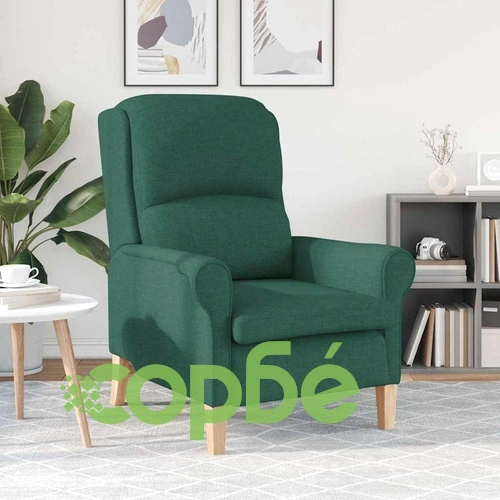 Фотьойл тъмнозелен 76x94x102 см текстил с дървени крака ➤ топ цена ➤ sorbe.bg