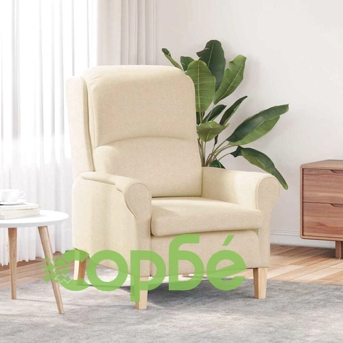 Фотьойл крем 76x94x102 см от текстил с дървени крака ➤ топ цена ➤ sorbe.bg