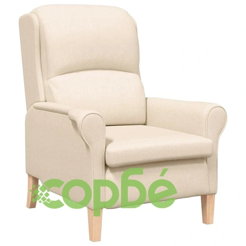 Фотьойл крем 76x94x102 см от текстил с дървени крака ➤ топ цена ➤ sorbe.bg