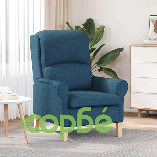 Фотьойл синьо 76x94x102 см текстил с дървени крака ➤ топ цена ➤ sorbe.bg