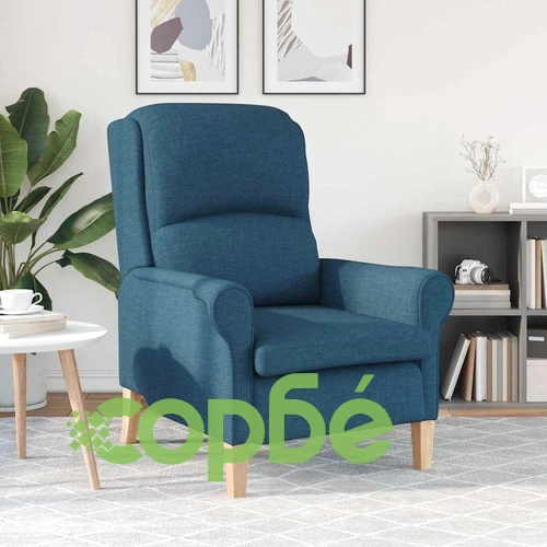 Фотьойл синьо 76x94x102 см текстил с дървени крака ➤ топ цена ➤ sorbe.bg