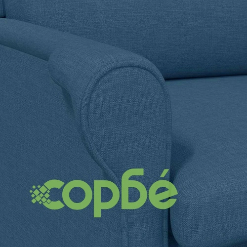 Фотьойл синьо 76x94x102 см текстил с дървени крака ➤ топ цена ➤ sorbe.bg