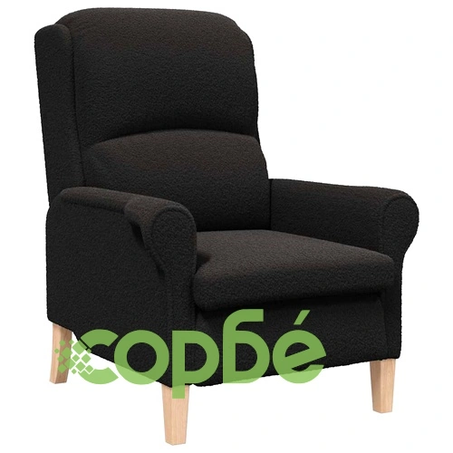 Фотьойл с подлакътници черен 76x94x102 см текстилна дамаска ➤ топ цена ➤ sorbe.bg