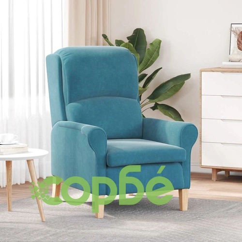 Кадифено кресло в синьо 76 x 94 x 102 см от шперплат ➤ топ цена ➤ sorbe.bg