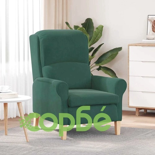 Кадифено кресло тъмнозелено 76x94x102 см от шперплат ➤ топ цена ➤ sorbe.bg