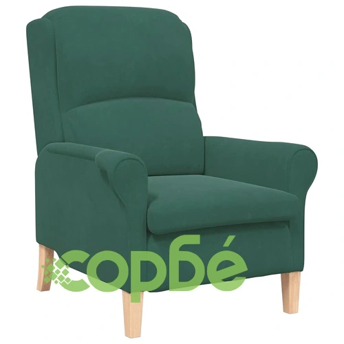 Кадифено кресло тъмнозелено 76x94x102 см от шперплат ➤ топ цена ➤ sorbe.bg