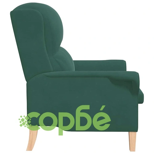 Кадифено кресло тъмнозелено 76x94x102 см от шперплат ➤ топ цена ➤ sorbe.bg