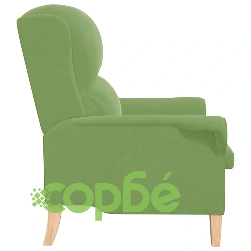 Фотьойл от кадифе светлозелен 76x94x102 см с дървена рамка ➤ топ цена ➤ sorbe.bg